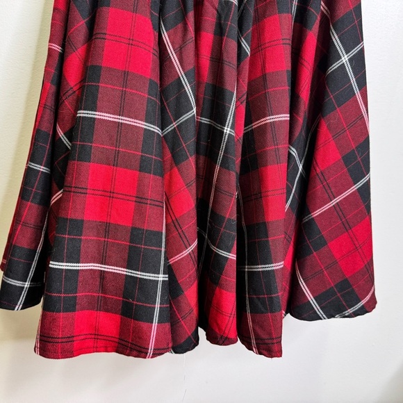 Hell Bunny Red Black Tartan Plaid Halter Pin Up Goth Dress Size Small - Picture 9 of 11